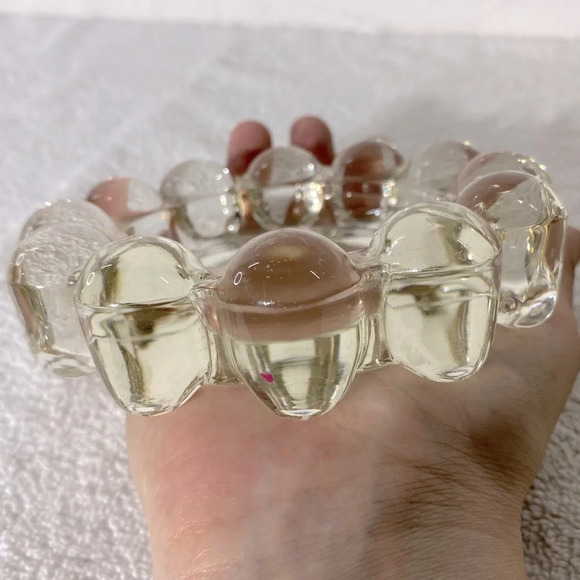 Vintage Clear Glass Bubble  Edge Ashtray Trinket Dish - Picture 9 of 14